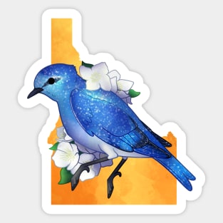 Idaho Mountain Bluebird and Syringas Sticker